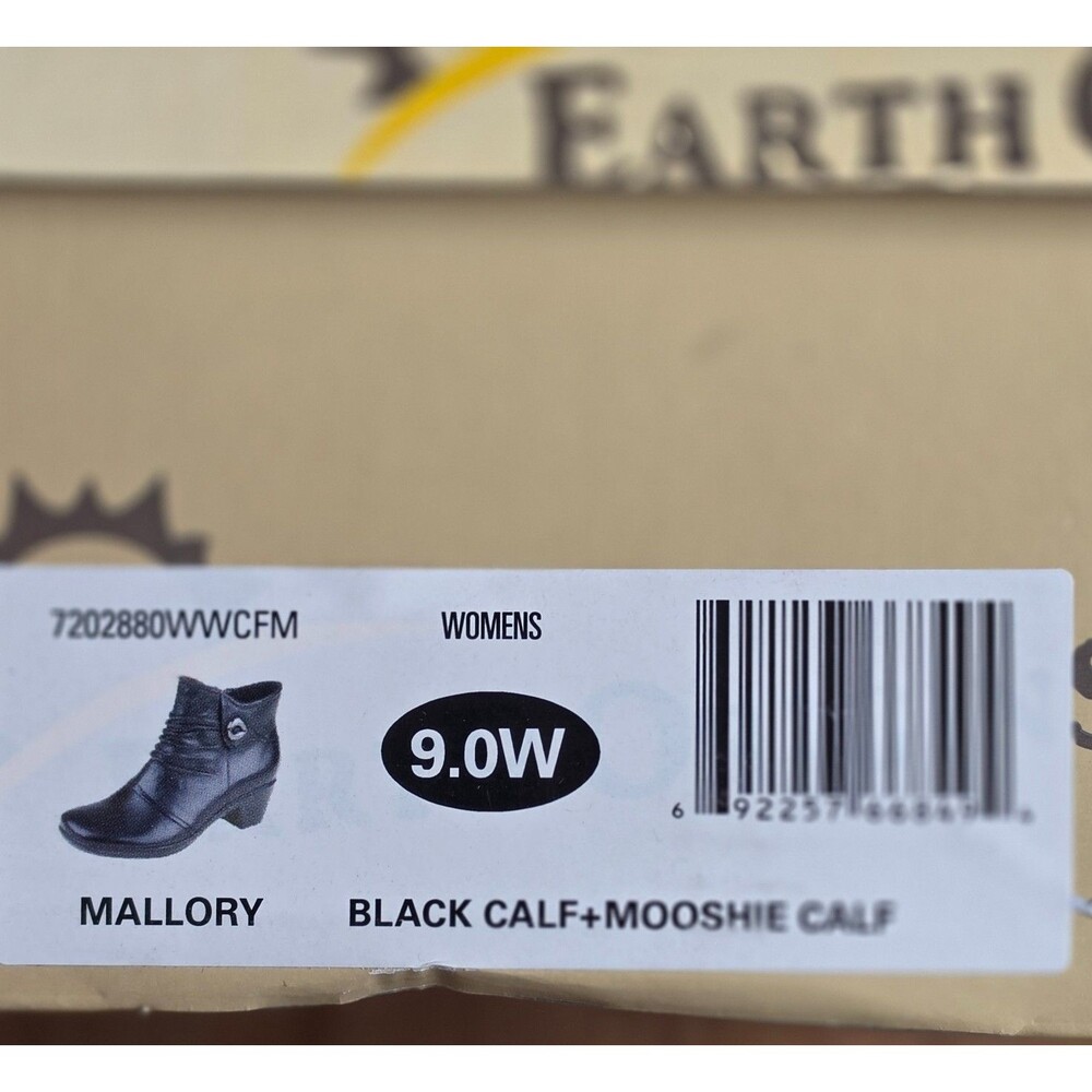 Earth Origins Mallory Ruched Ankle Boots Size 9 Wide Black With Button Accent - Picture 8 of 8